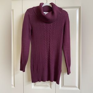 WHBM long cable knit sweater with cowl neck - small